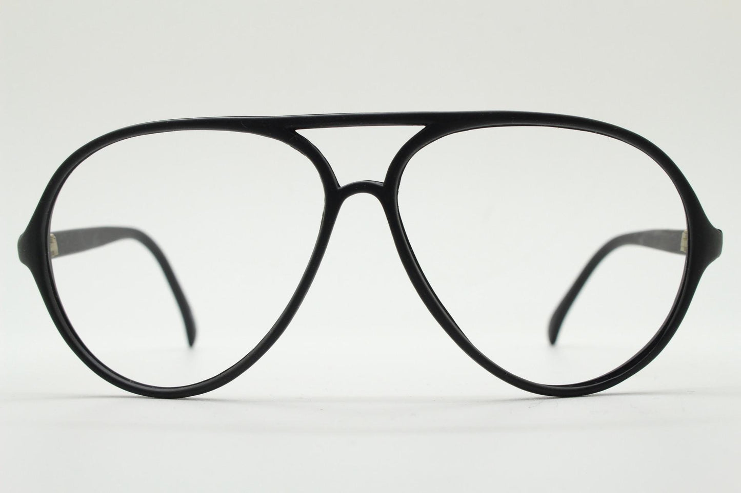 70s vintage classic aviator eye glasses. Plain black matt optical frames in excellent proportions. Prescription eyeglasses. RX. NOS