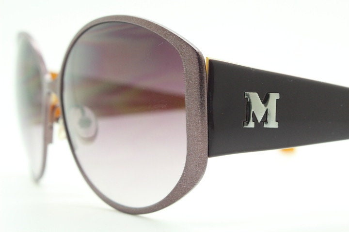Missoni Y2K big round vintage sunglasses. Deep purple acetate frame with metallic satin finish front with graduating lenses. Womens NOS