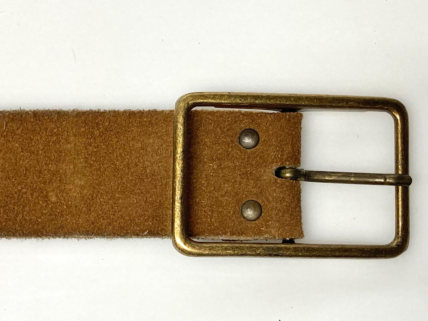 60s vintage thick brown suede 2" belt with large brass buckle. Made from genuine supple cowhide leather for jeans or trousers. Mens. Hippy