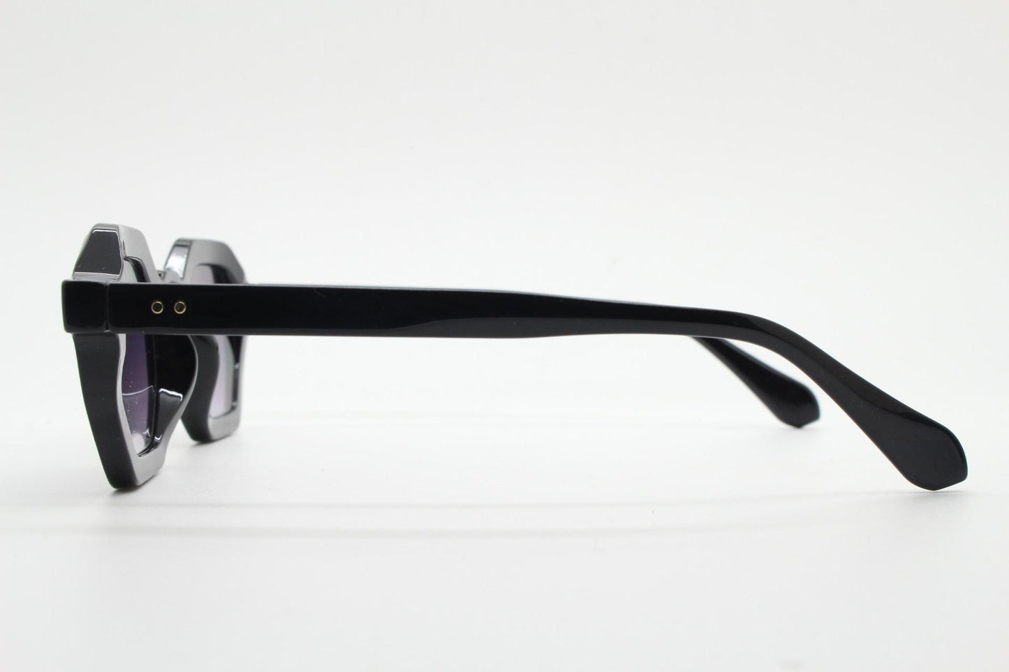 90s vintage hexagon sunglasses. 6 sided black 60s design gloss low profile frame with graduating lenses. BNWT. NOS Octagon