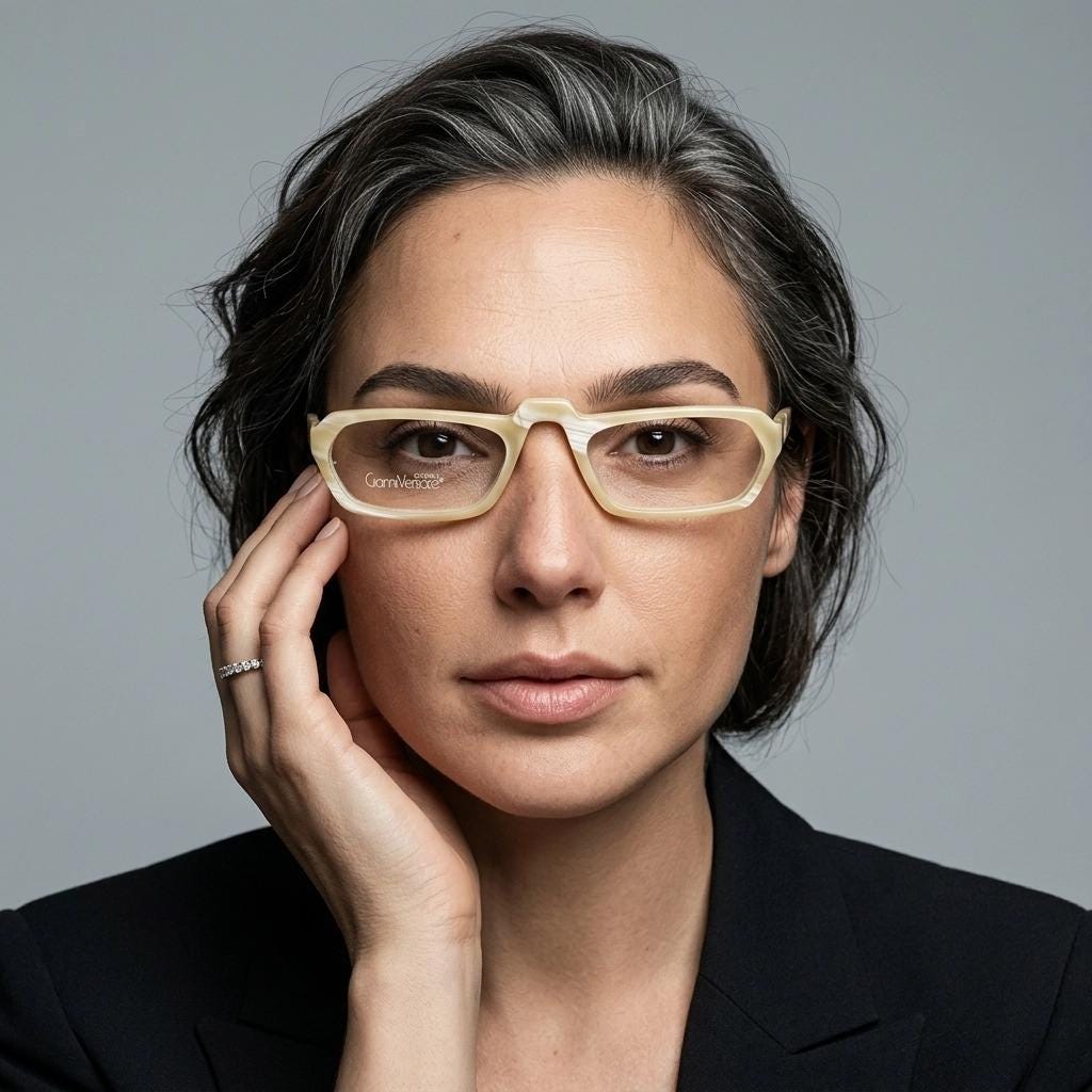 Versace rectangular 90s vintage small eye glasses made in Italy. Beige animal horn look acetate optical frames. Prescription eyeglasses. RX