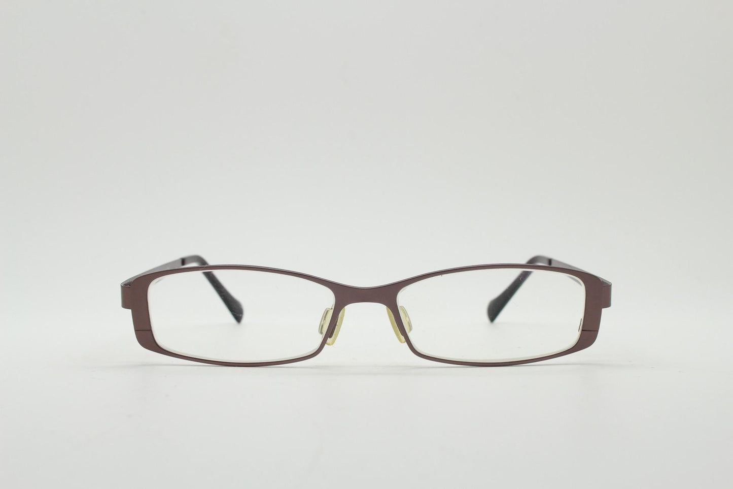 Jai Kudo vintage rectangular eye glasses. Low profile brown metallic finish optical frame. Prescription eyeglasses. RX spectacles