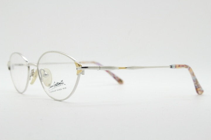 Oliver Goldsmith 90s vintage oval eye glasses model 0839. Silver and gold wire optical frames. Prescription eyeglasses. RX NOS spectacles