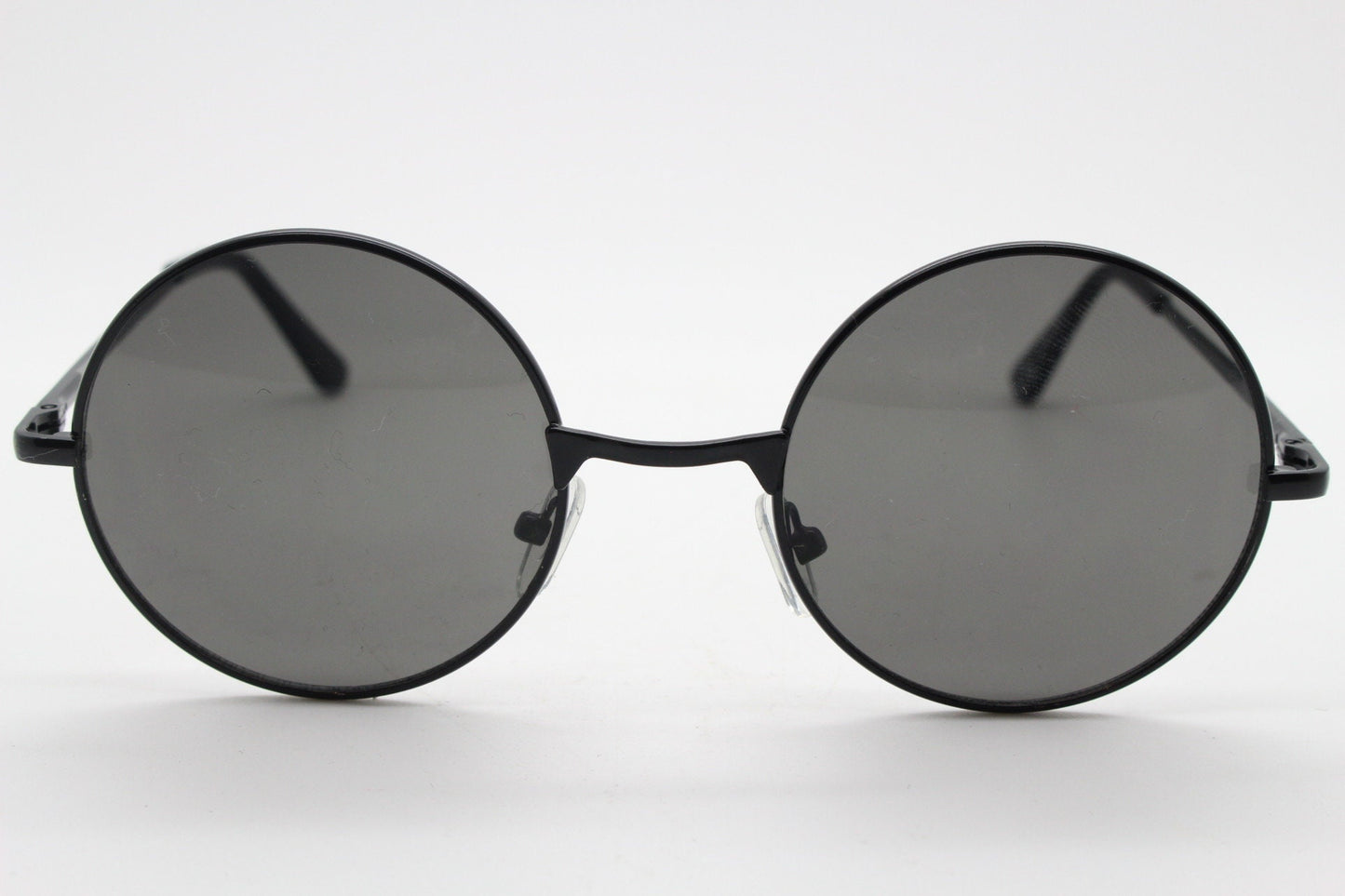 90s round vintage sunglasses. Small black metal frame with black lenses. 1920's style. John Lennon. Gojo Satoru. NOS