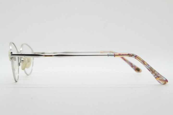 Oliver Goldsmith 90s vintage oval eye glasses model 0839. Silver and gold wire optical frames. Prescription eyeglasses. RX NOS spectacles
