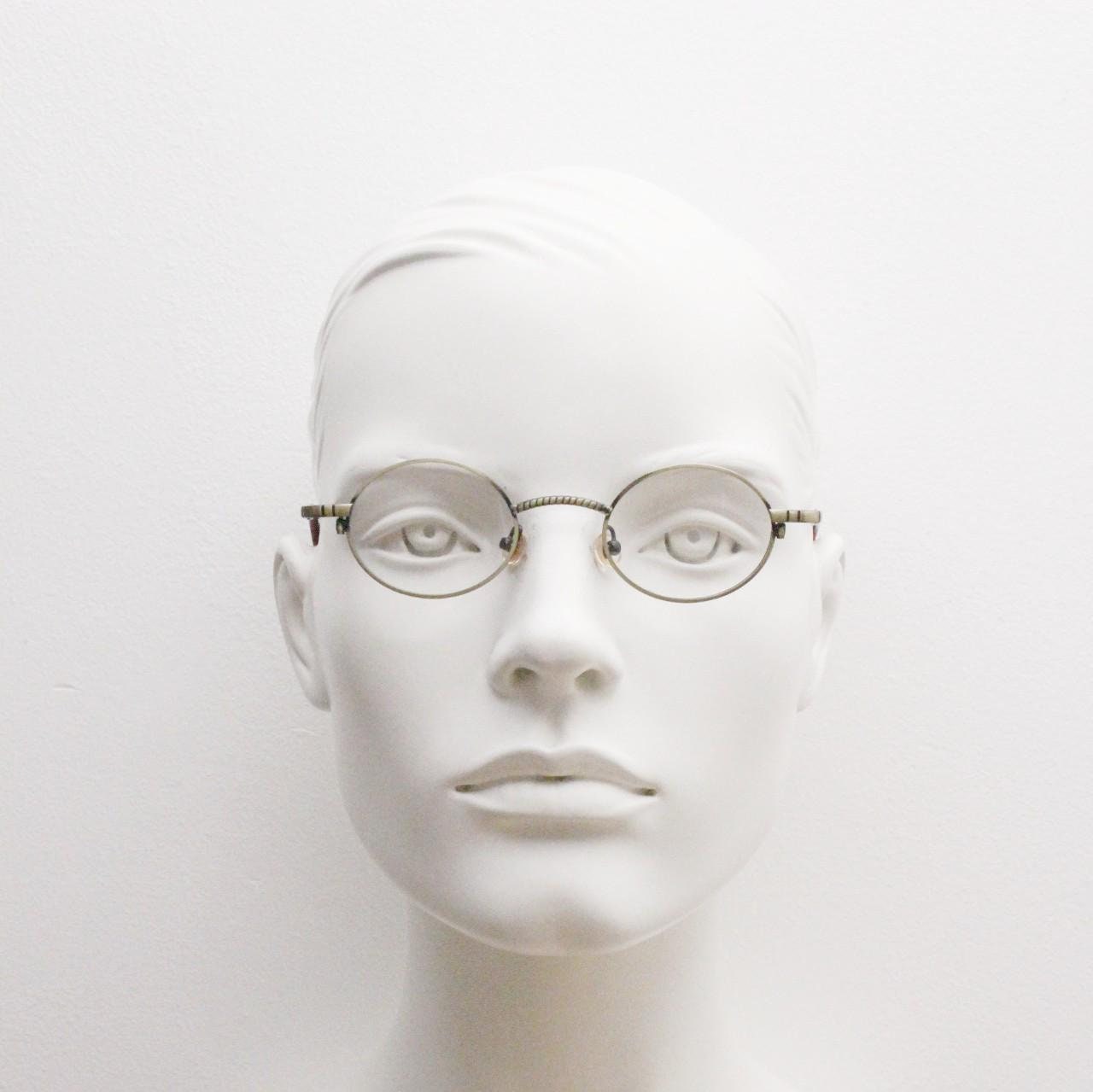Paris Ma 90s vintage small oval eye glasses. Brushed bronze optical frames with charming details. Prescription NOS. Steampunk spectacles