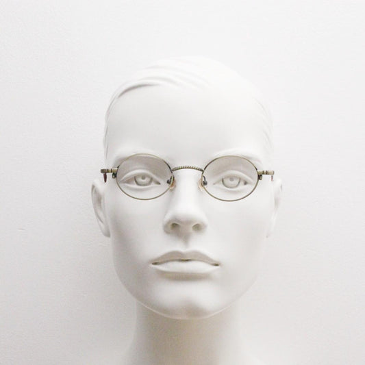 Paris Ma 90s vintage small oval eye glasses. Brushed bronze optical frames with charming details. Prescription NOS. Steampunk spectacles