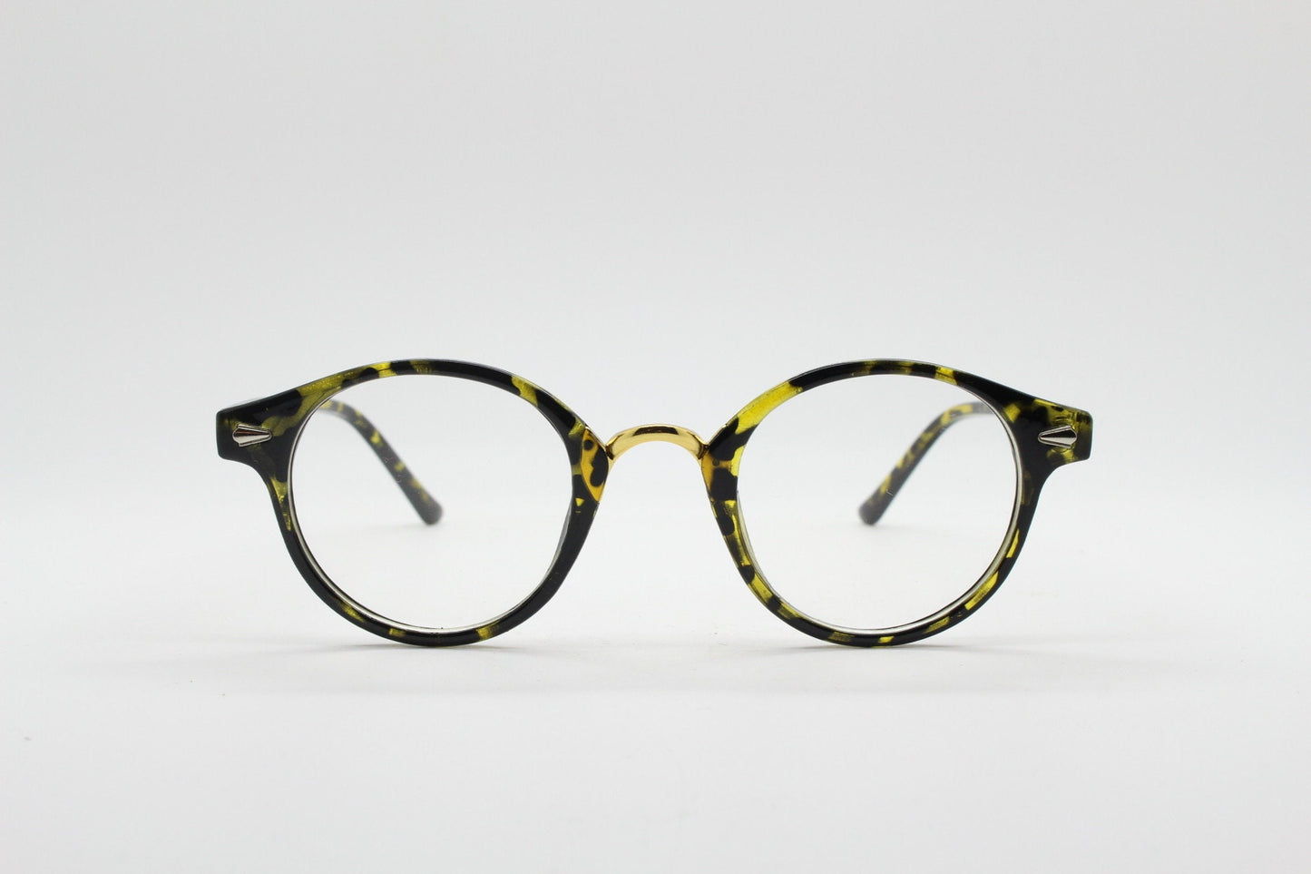 90s vintage round frame glasses. Tortoise with gold bridge optical frames. 40s, 50s design clear lens prescription eyeglasses. RX