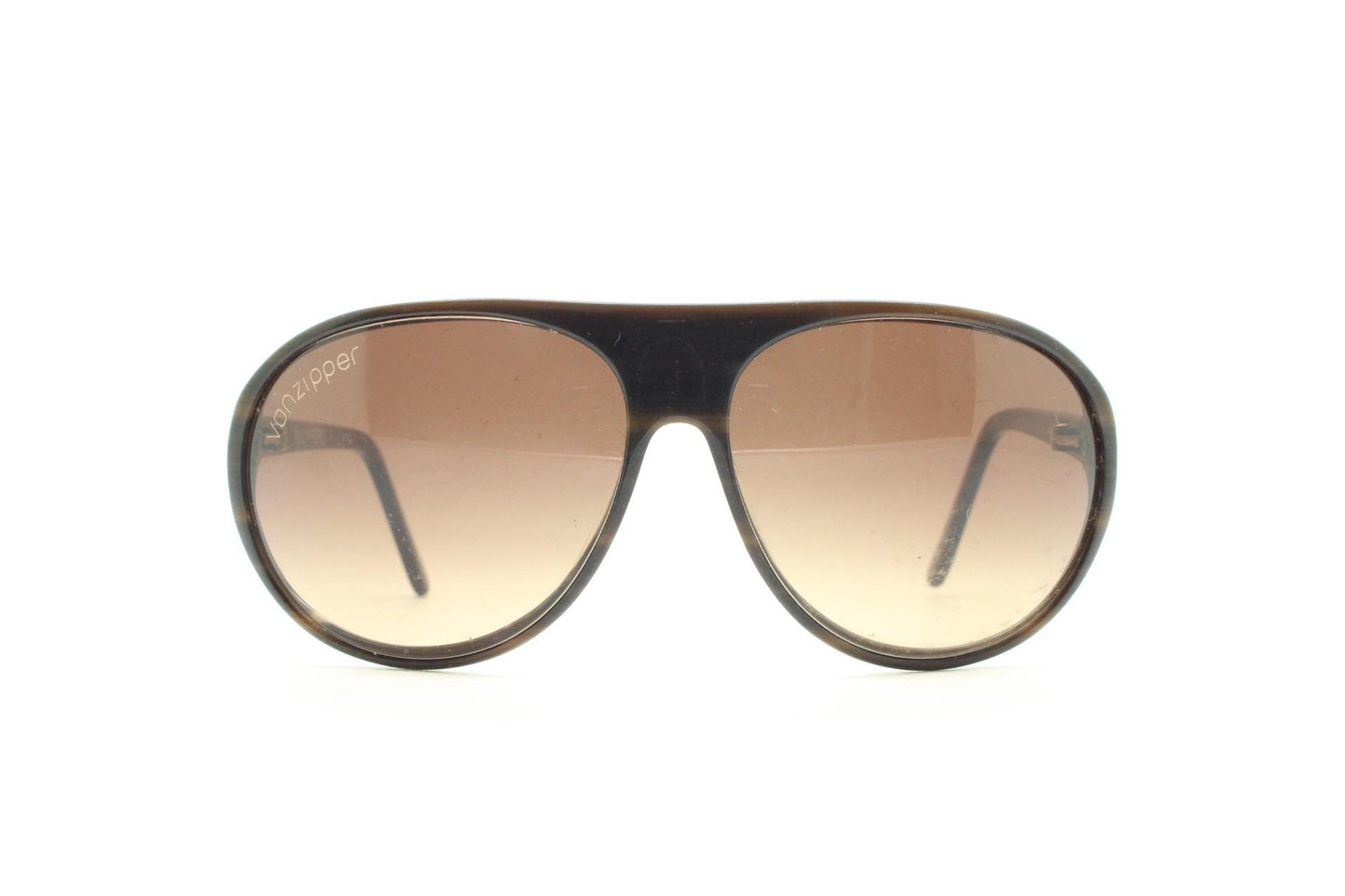 Von Zipper Y2K vintage teardrop aviator sunglasses. Classic 70s design aviators in dark mottled brown acetate with graduating lenses