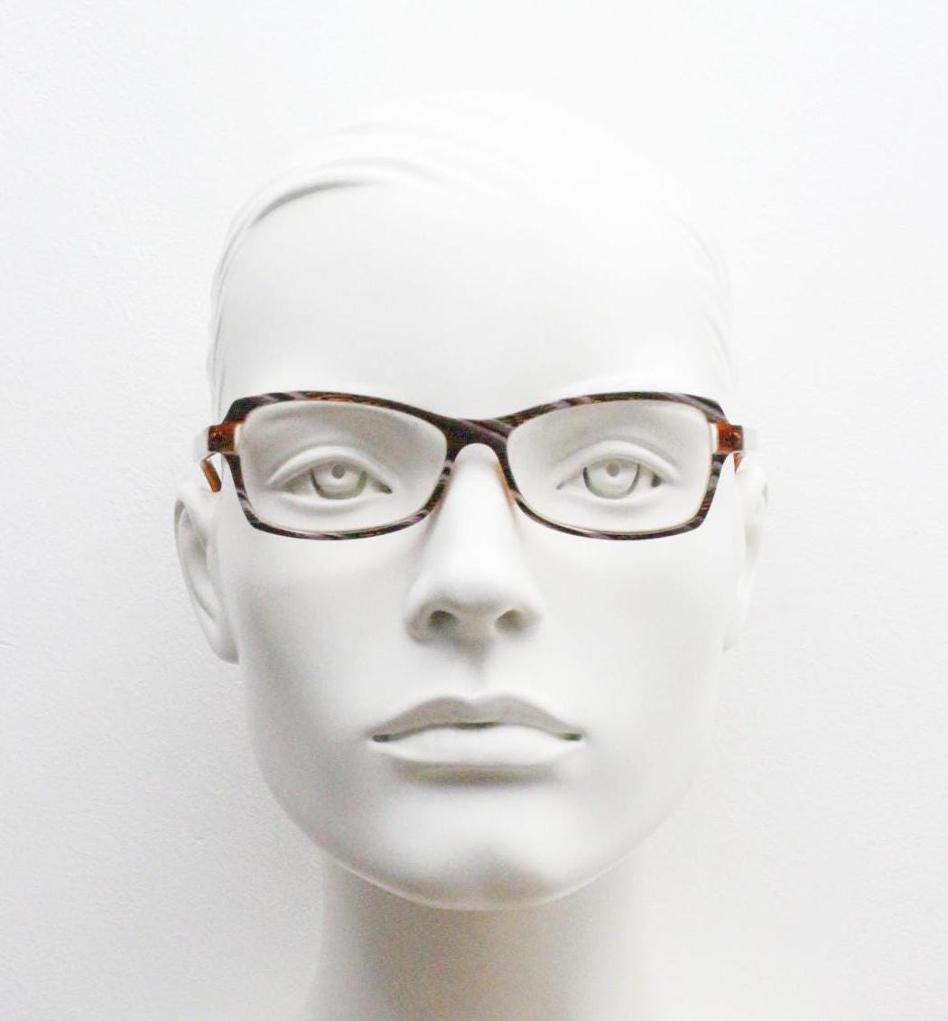 Face a Face Paris vintage rectangular eyeglasses Superior quality transparent brown acetate optical frame with striped front Prescription RX