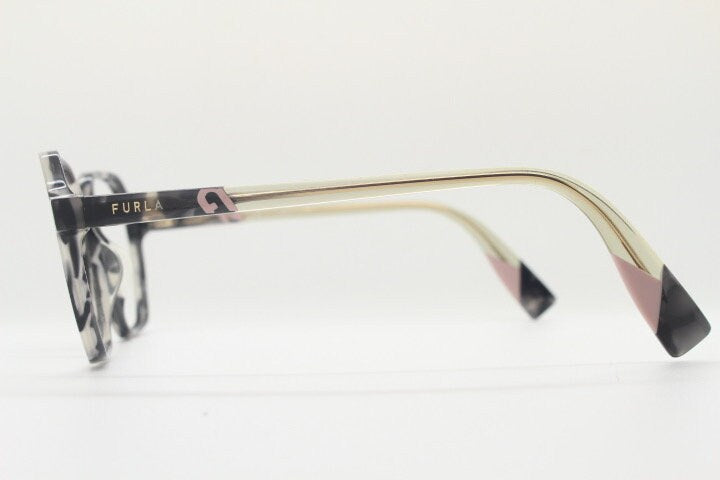 Furla hexagon eye glasses. Grey \ clear marbled acetate optical frame with transparent arms. Vintage prescription RX spectacles. RRP 135 GBP