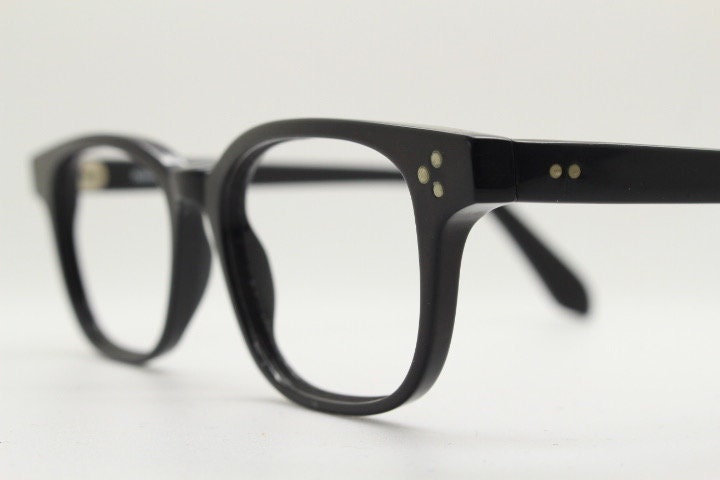 Illesteva rectangular eye glasses hand made in Italy model meadow. Plain black satin finish acetate optical frames. Prescription RX