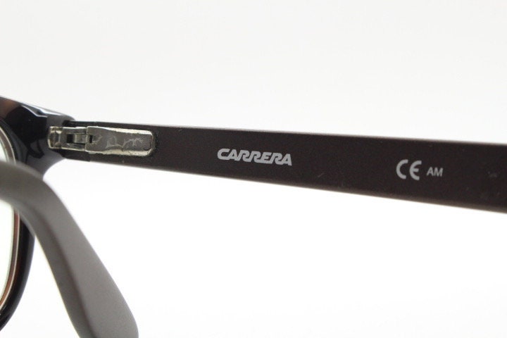 Carrera rectangular eye glasses. Mottled tortoise acetate optical frames with matt brown arms. Prescription eyeglasses. Vintage RX