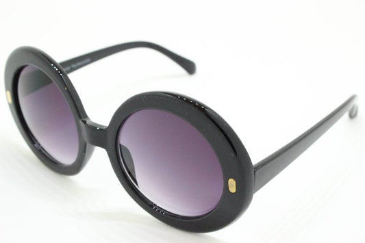Y2k vintage oversized round sunglasses. Women's big 60s mod style black frame with smoky gradient lenses. Unused BNWT