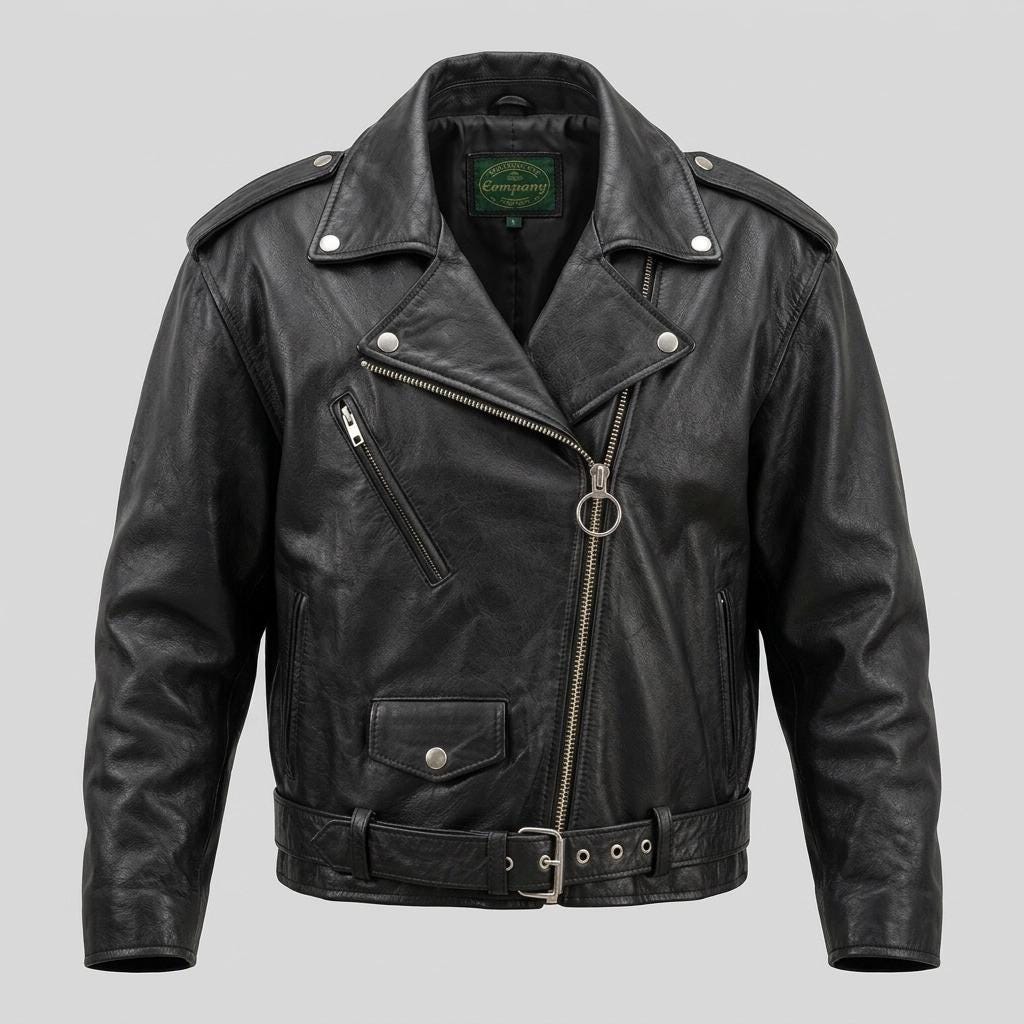 80s Vintage black motorcycle jacket with hand painted Frankenstein. Genuine leather biker with unique one off Boris Karloff design