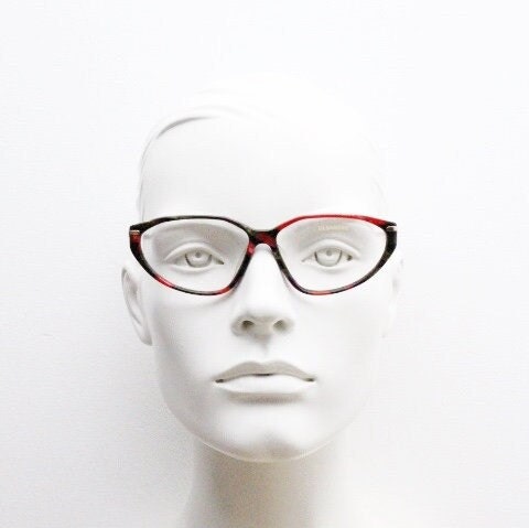 Jil Sander 90s vintage cat eye glasses model 242. Red and black marbled acetate cateye optical frame. Womens RX prescription eyeglasses. NOS