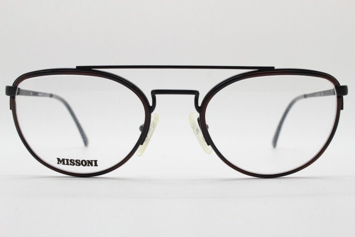 Missoni 90s vintage oval panto eye glasses made in Italy. Black matt alutanium optical frames with tortoise inserts. Prescription RX. NOS