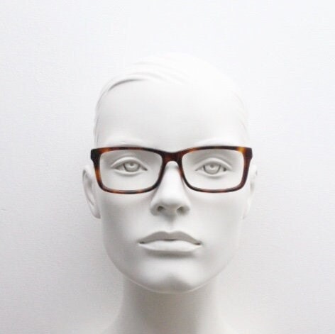 Hugo Boss rectangular glasses. Mottled brown acetate optical frames with transparent arms. Prescription eyeglasses. RX Spectacles