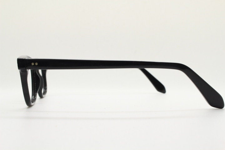 Illesteva rectangular eye glasses hand made in Italy model meadow. Plain black satin finish acetate optical frames. Prescription RX