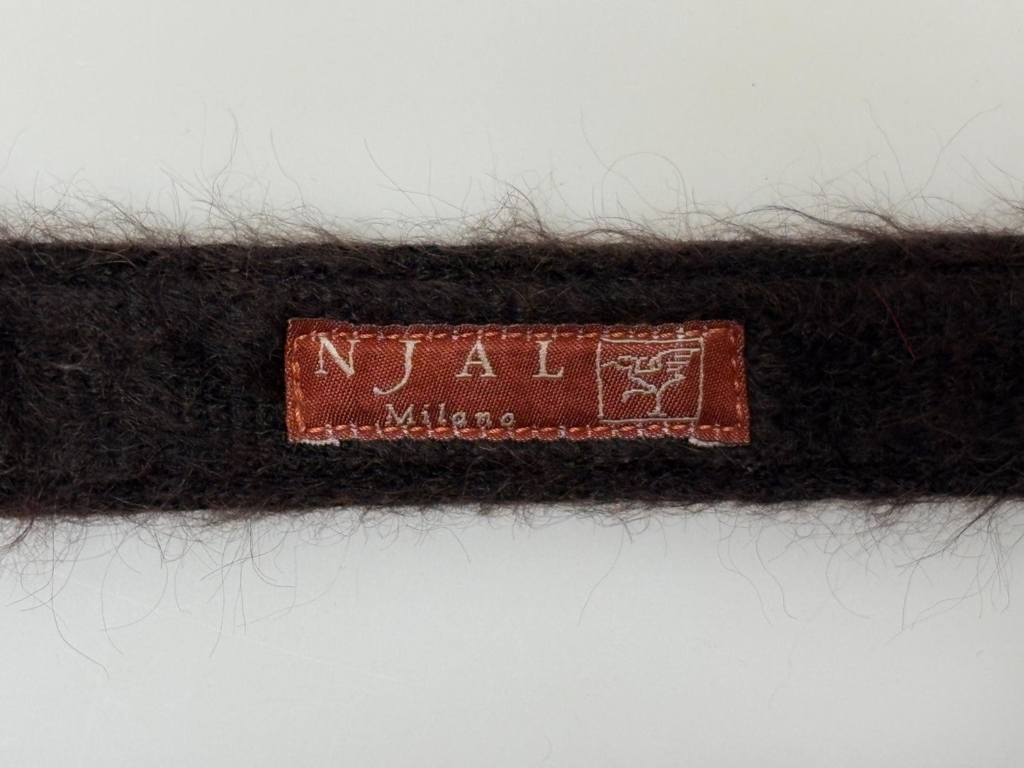 Y2k vintage womens feature belt by Njal of Milan. Luxury brown fuzzy mohair with gold buckle. To wear on a dress. 2000s NOS