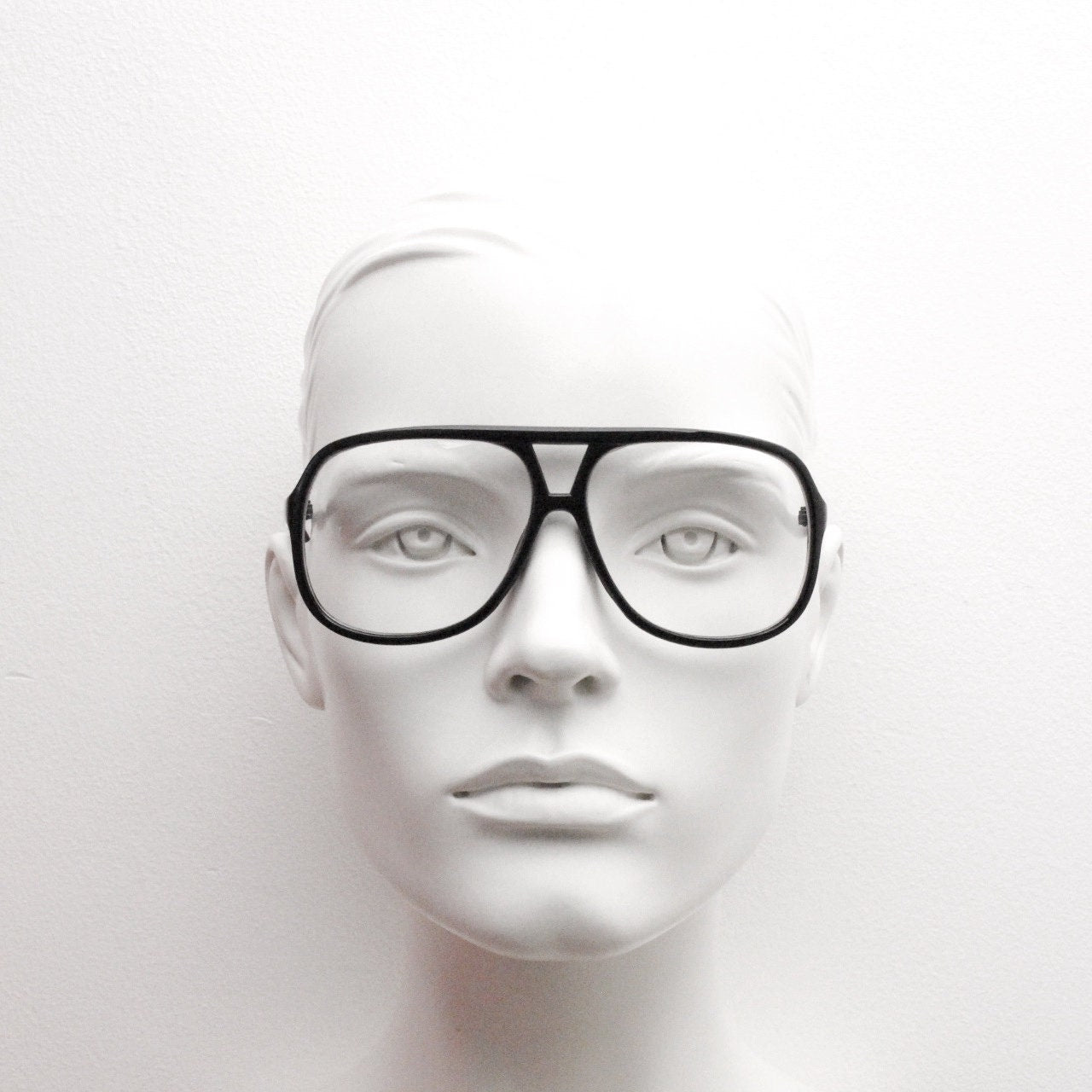 90s vintage square aviator eye glasses. Slim black gloss optical frame aviators. RX prescription eyeglasses. NOS