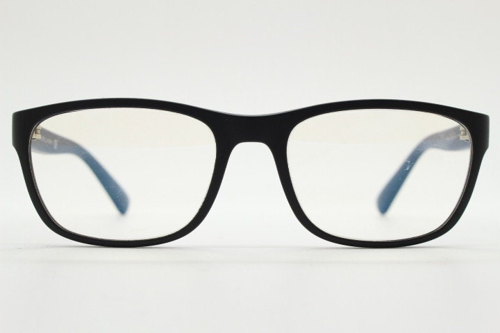 Ralph Lauren rectangular black eye glasses. Matt finish acetate optical frame with subtle logo's. Prescription eyeglasses. RX vintage