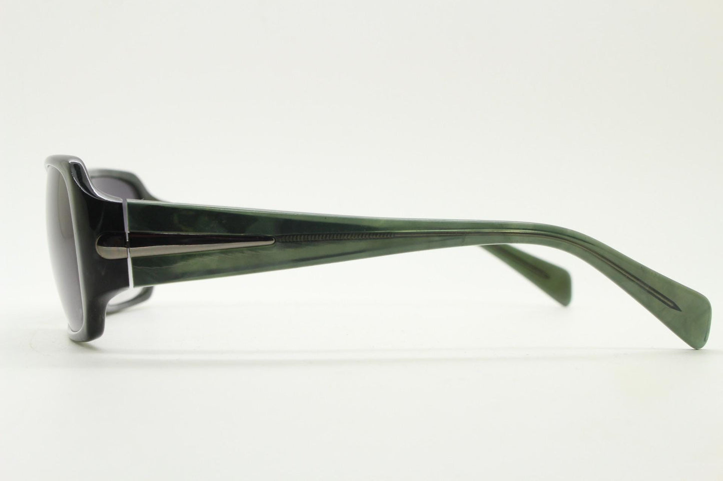 Key Enzo Y2k vintage wrap around curved rectangular sunglasses. Dark grey marbled acetate frame with gradient lenses. 2000's bug eye. NOS