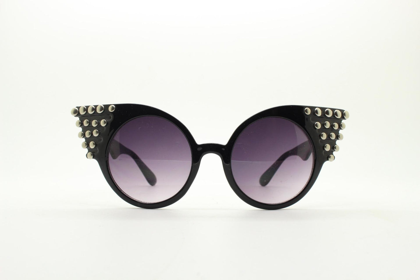 Y2K vintage dynamic feather winged cat eye sunglasses with studs. Women's black gloss dynamic sick fashion 2000s design. BNWT