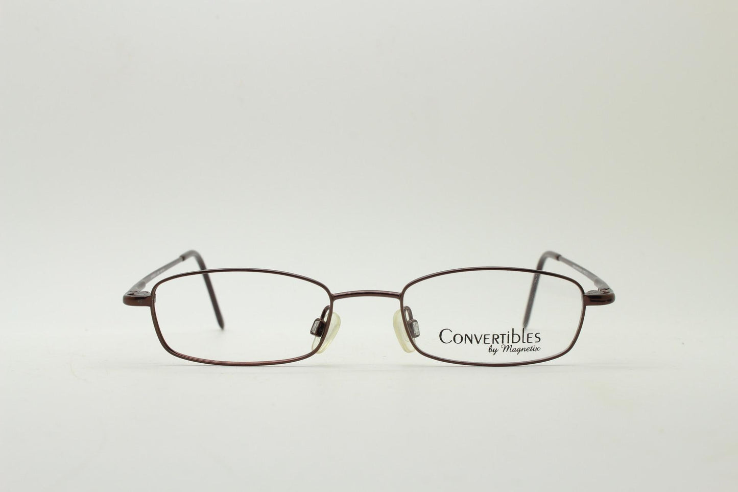 90s vintage small rectangular eye glasses by Convertibles with magnetic clip on sunglasses. Optical frame. Prescription RX spectacles. NOS
