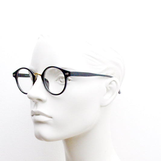 90s vintage slender frame glasses. Black with gold bridge optical frames. 40s, 50s style prescription eyeglasses. Clear lens eyeglasses. RX