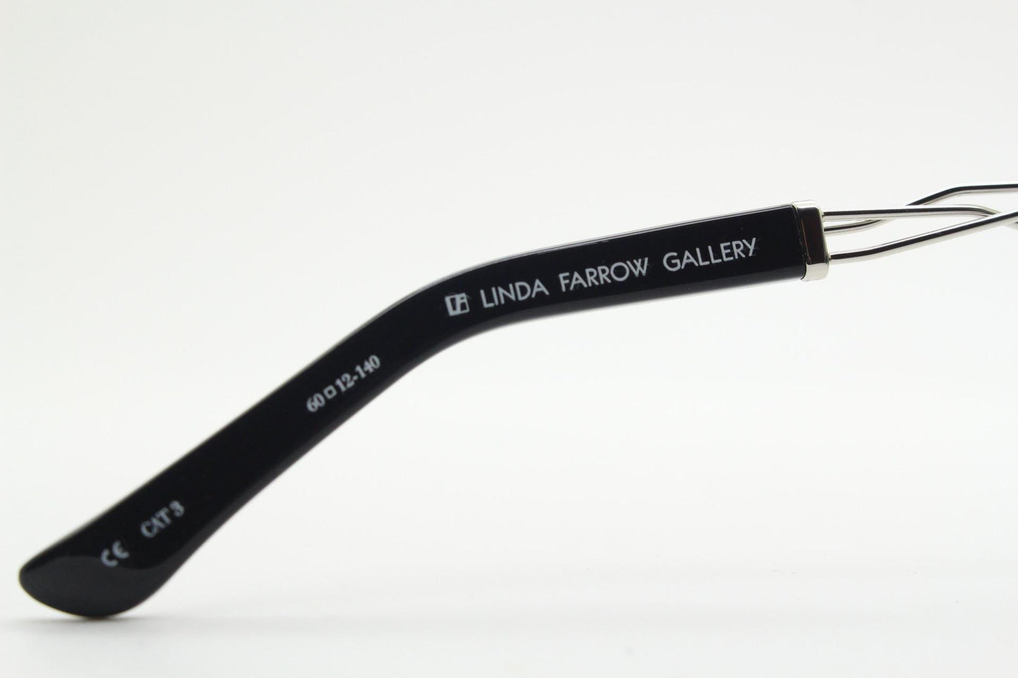 Prabal Gurung stylized aviator sunglasses made in Japan by Linda Farrow. Black frame with innovative abstract metal arm  Vintage Collab. NOS