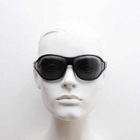 Ralph Lauren Polo Jeans Co Y2K vintage bug eye sunglasses model Fly Way BPPR7. 2000's wraparound mini mask shield with big spell out logo