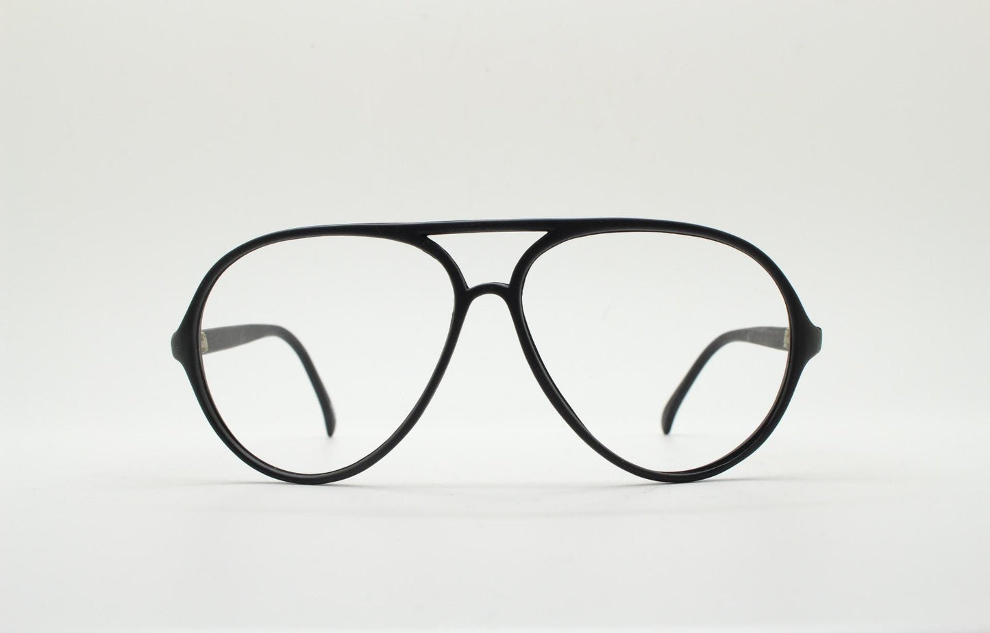 70s vintage classic aviator eye glasses. Plain black matt optical frames in excellent proportions. Prescription eyeglasses. RX. NOS