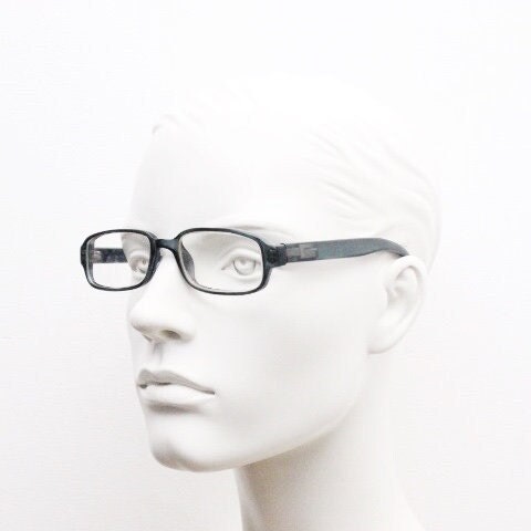 Gucci rectangular eye glasses made in Italy. Unisex dark grey acetate low profile optical frames. Prescription eyeglasses. RX spectacles