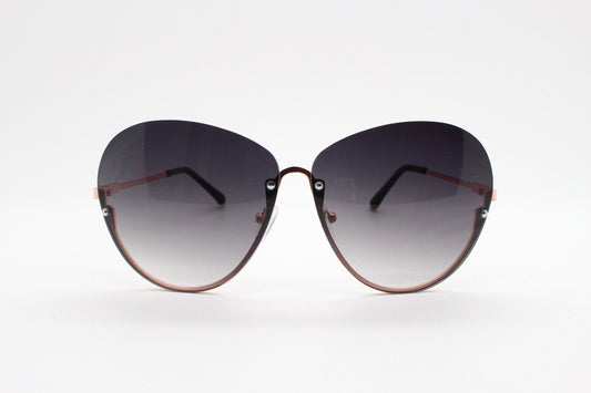 Y2K vintage large rimless sunglasses. Women's 70s style half frame design with graduating black lenses and gold arms. 2000s BNWT