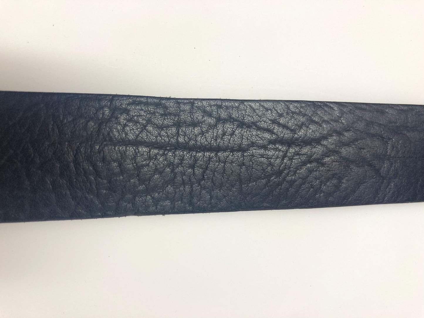 90s vintage heavy duty black genuine leather belt with distressed steel buckle by Mexx. Full grain original finish cowhide. NOS