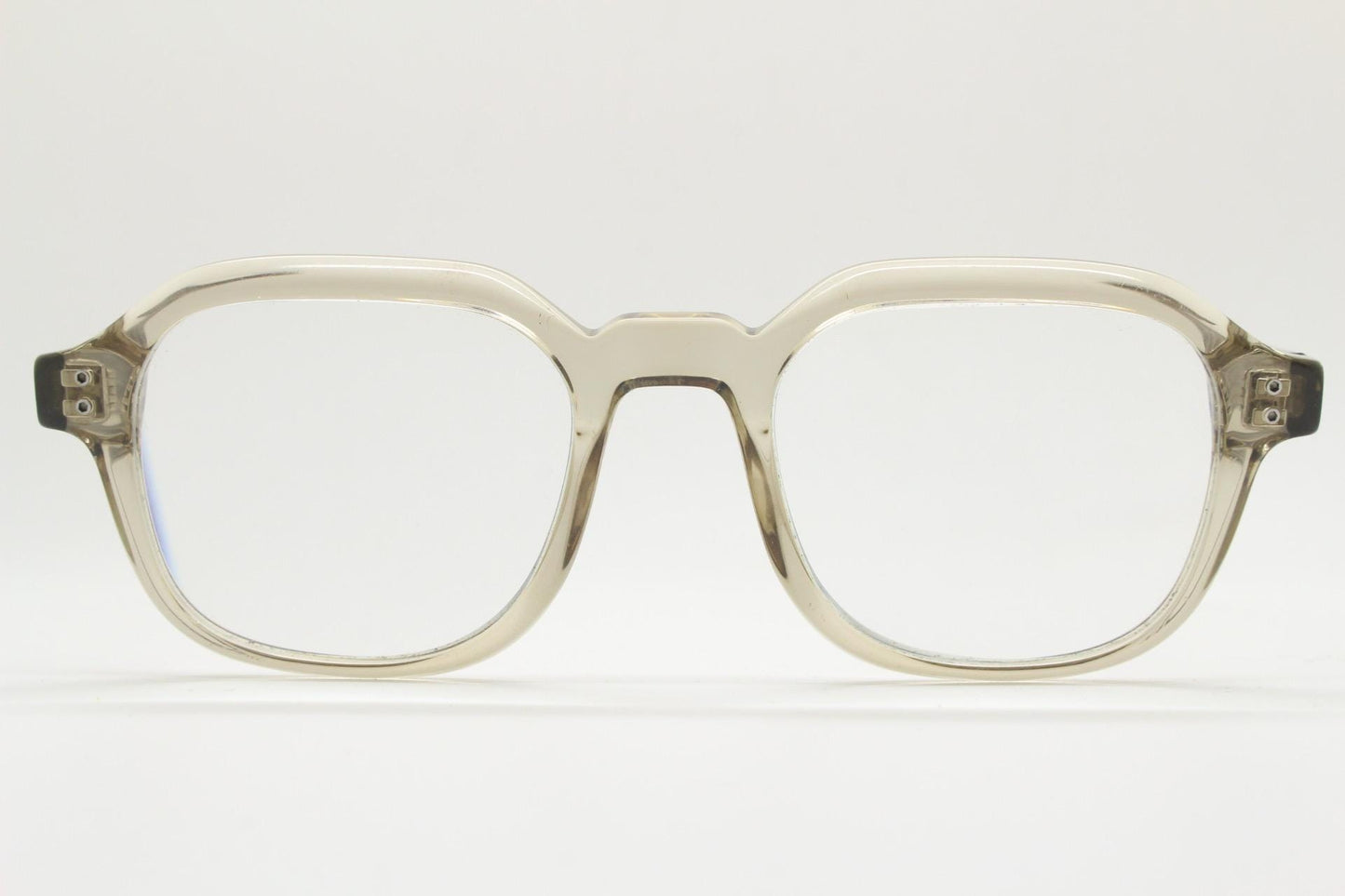 Square chunky eye glasses in high quality transparent grey gloss acetate. Optical frames. Prescription eyeglasses. Vintage. RX spectacles