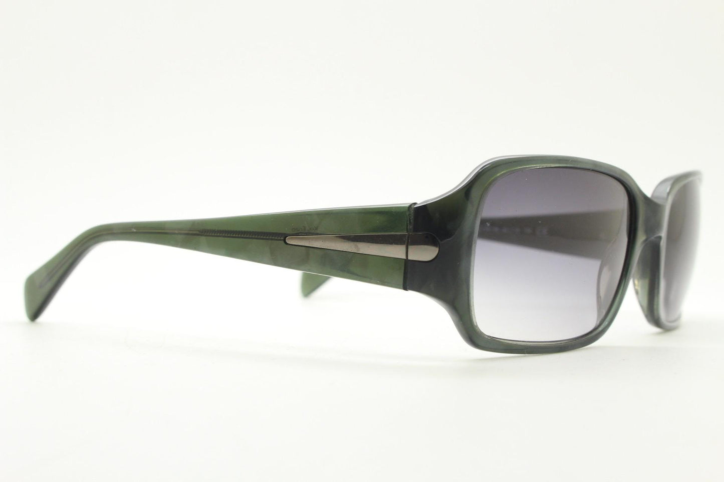 Key Enzo Y2k vintage wrap around curved rectangular sunglasses. Dark grey marbled acetate frame with gradient lenses. 2000's bug eye. NOS