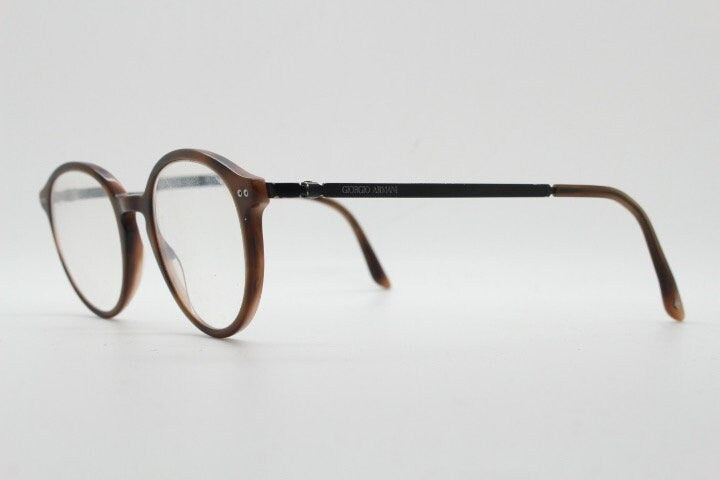 Giorgio Armani eye glasses model 7124 made in Italy. Mottled brown acetate optical frames with flat metal arms. Prescription eyeglasses. RX