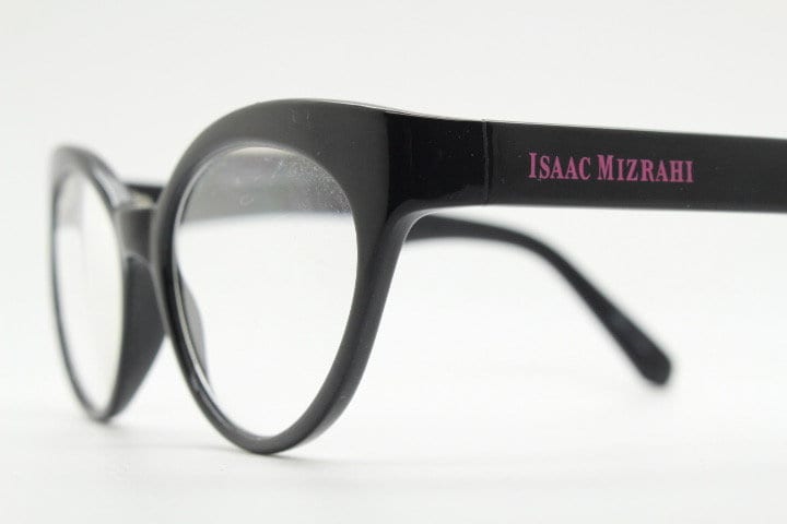 Isaac Mizrahi vintage cat eye glasses. Womens black gloss substantial cateye optical frames. Prescription eyeglasses. RX NOS spectacles