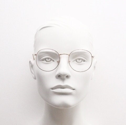 90s vintage round metal glasses, 60s design rose gold frame with clear lenses. NOS panto eyeglasses with clear lenses