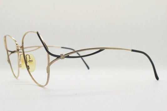 Viennaline 70s vintage angular round eye glasses. Slightly oversized subtle gold chrome optical frame with incredible arms. Prescription RX