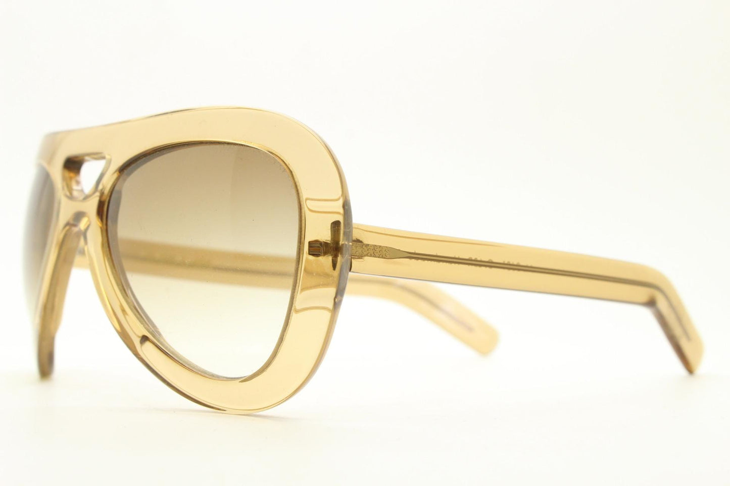 Cutler and Gross London dynamic thick frame acetate aviator. Transparent light brown with matching light tone lenses. Y2K. Vintage