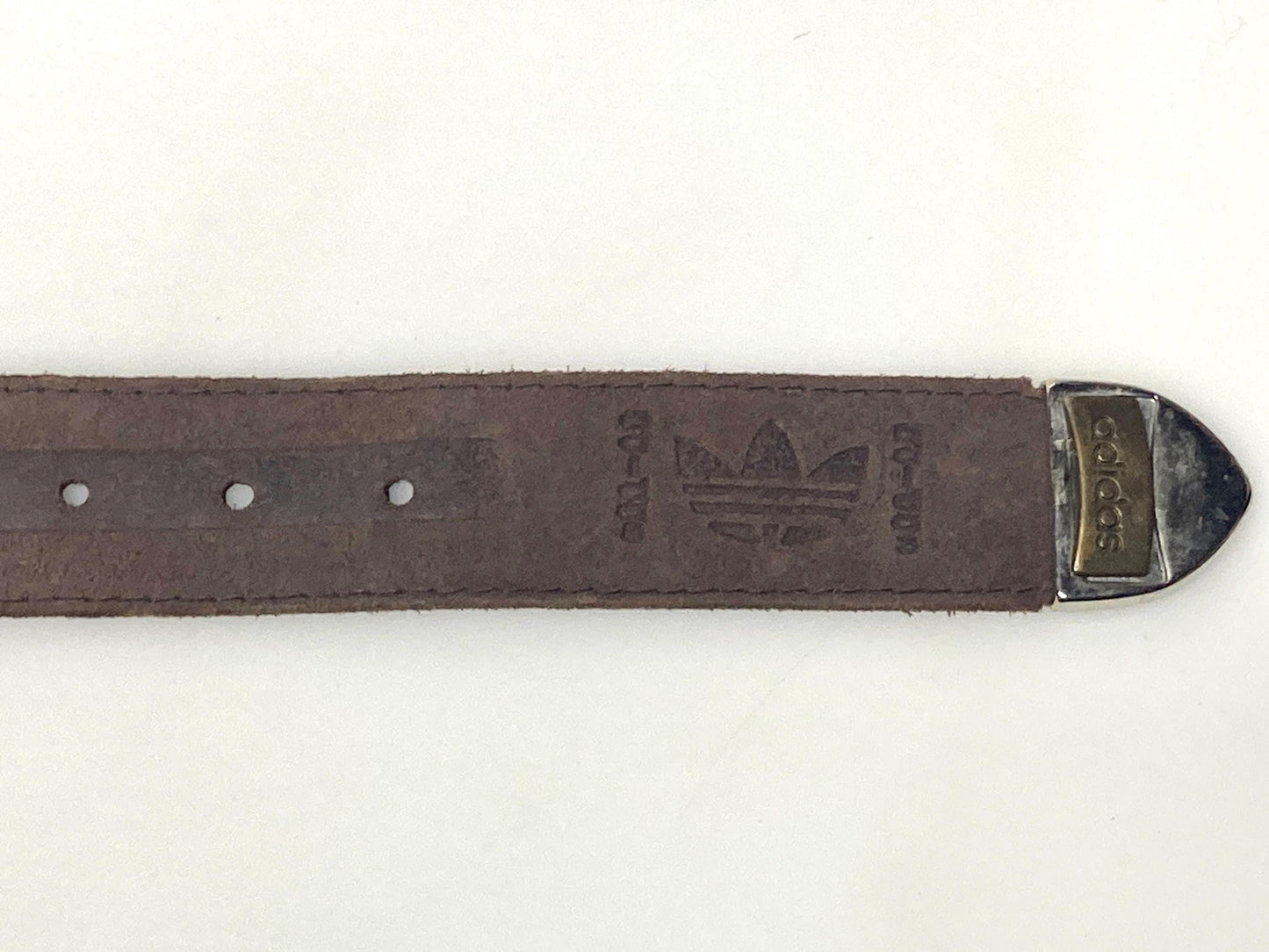 Adidas 90s vintage thick brown genuine leather belt for jeans with solid buckle. Suede finish with cool stamped logo's. High grade cowhide