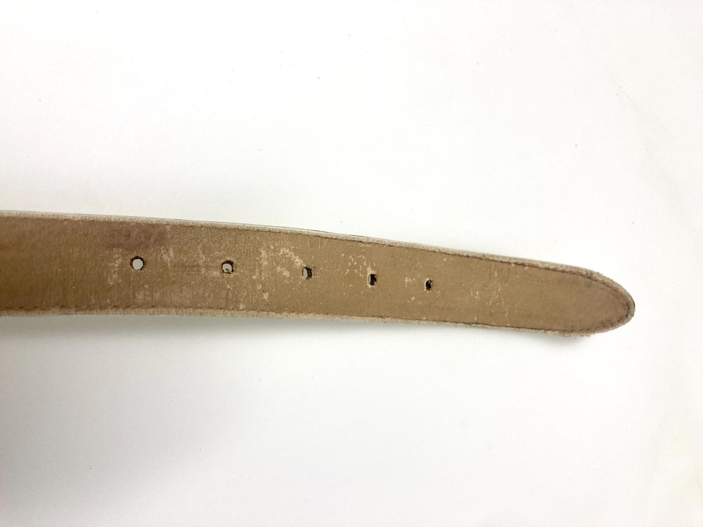 90s vintage womens dress or jeans belt by French Connection. Plain white genuine leather with chrome solid brass buckle. Made in England