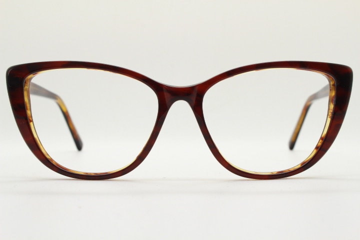 Tom Woolf vintage pointed cat eye glasses. Transparent mottled brown cateye optical frame. Womens prescription eyeglasses. RX spectacles