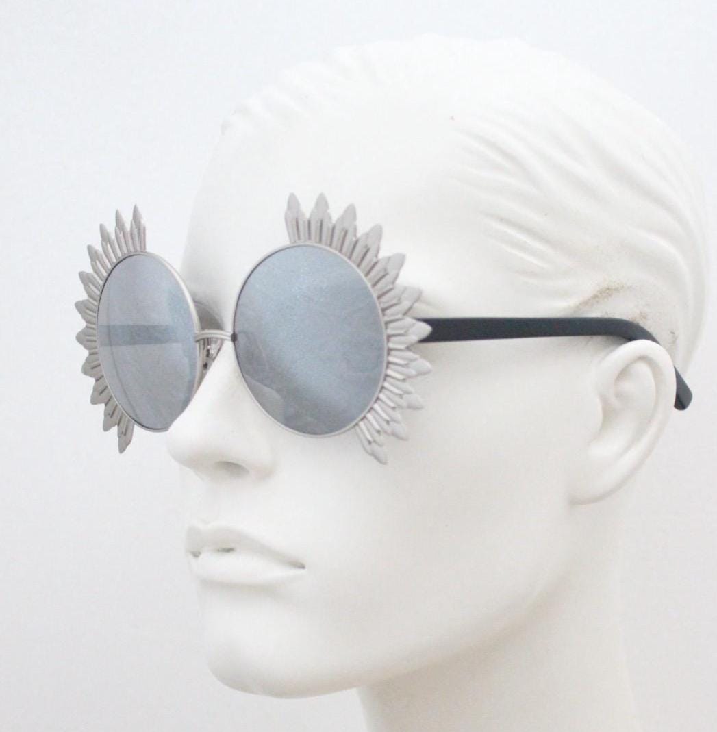 Khaleda & Fahad spiked sunglasses by Linda Farrow made in Japan. Fantasy oversized suncloud design. Luxe Gallery Projects. Vintage. NOS