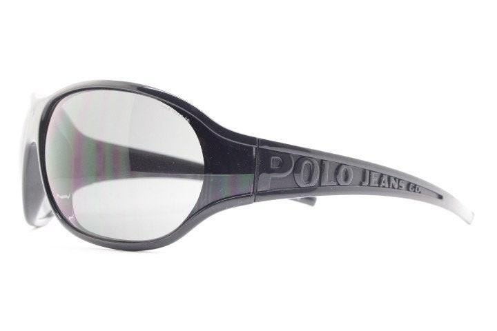Ralph Lauren Polo Jeans Co Y2K vintage bug eye sunglasses model Fly Way BPPR7. 2000's wraparound mini mask shield with big spell out logo