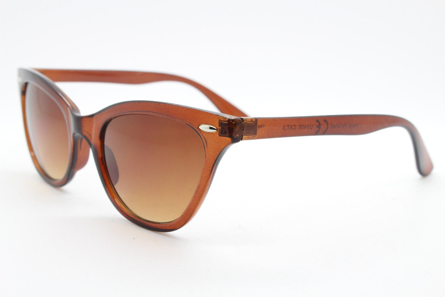 Vintage 90s pointed cat eye sunglasses. Womens slim brown cateye frame. 50s style rockabilly pin up cats eye. NOS
