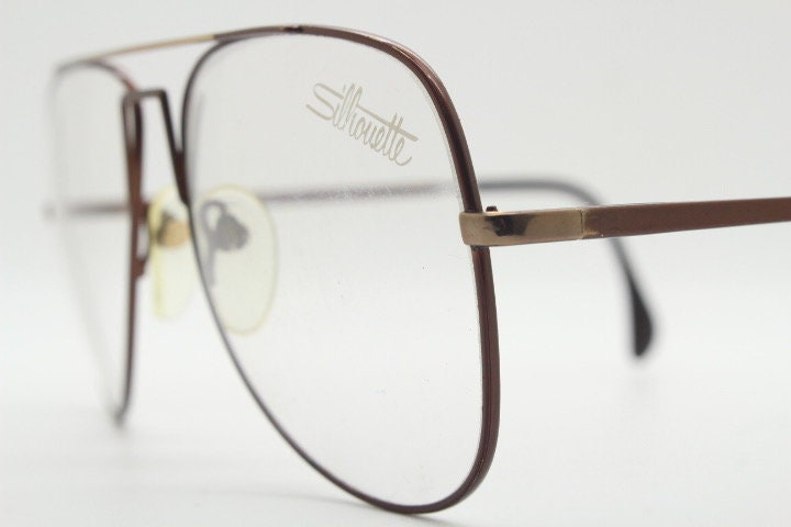 Silhouette 70s vintage aviator eye glasses made in Austria. Handsome bronze brown mens optical frame. Prescription eyeglasses. Rx aviators